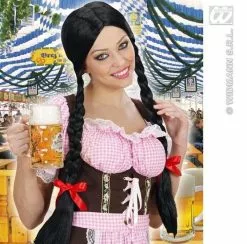 Apres Ski Pruik Lange Vlechten Zwart