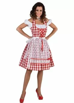 Dirndl Nina Knielang Rood/wit -TIROLER KLEDING WINKEL dirndl nina knielang rood wit 2