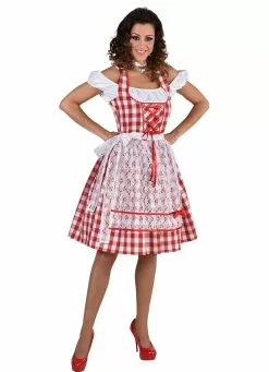 Dirndl Nina Knielang Rood/wit