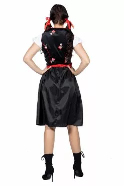 Dirndl Zwart Met Rode Schort Luxe -TIROLER KLEDING WINKEL dirndl zwart met rode schort luxe 2