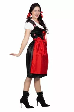 Dirndl Zwart Met Rode Schort Luxe -TIROLER KLEDING WINKEL dirndl zwart met rode schort luxe 4