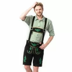 Lederhosen Kort Zwart/groen Otto -TIROLER KLEDING WINKEL lederhosen kort zwart groen otto 2