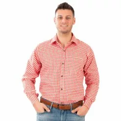 Oktoberfest Blouse Dietmar Rood/Wit Luxe -TIROLER KLEDING WINKEL oktoberfest blouse dietmar rood wit luxe 2