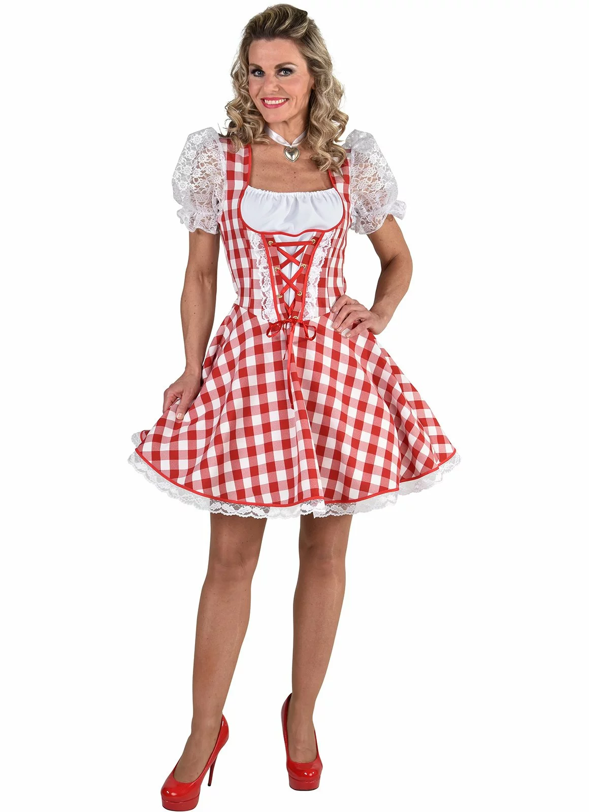 Sexy Dirndl Rosie Rood/wit 3 Sexy Dirndl Rosie Rood/wit - Afbeelding 3