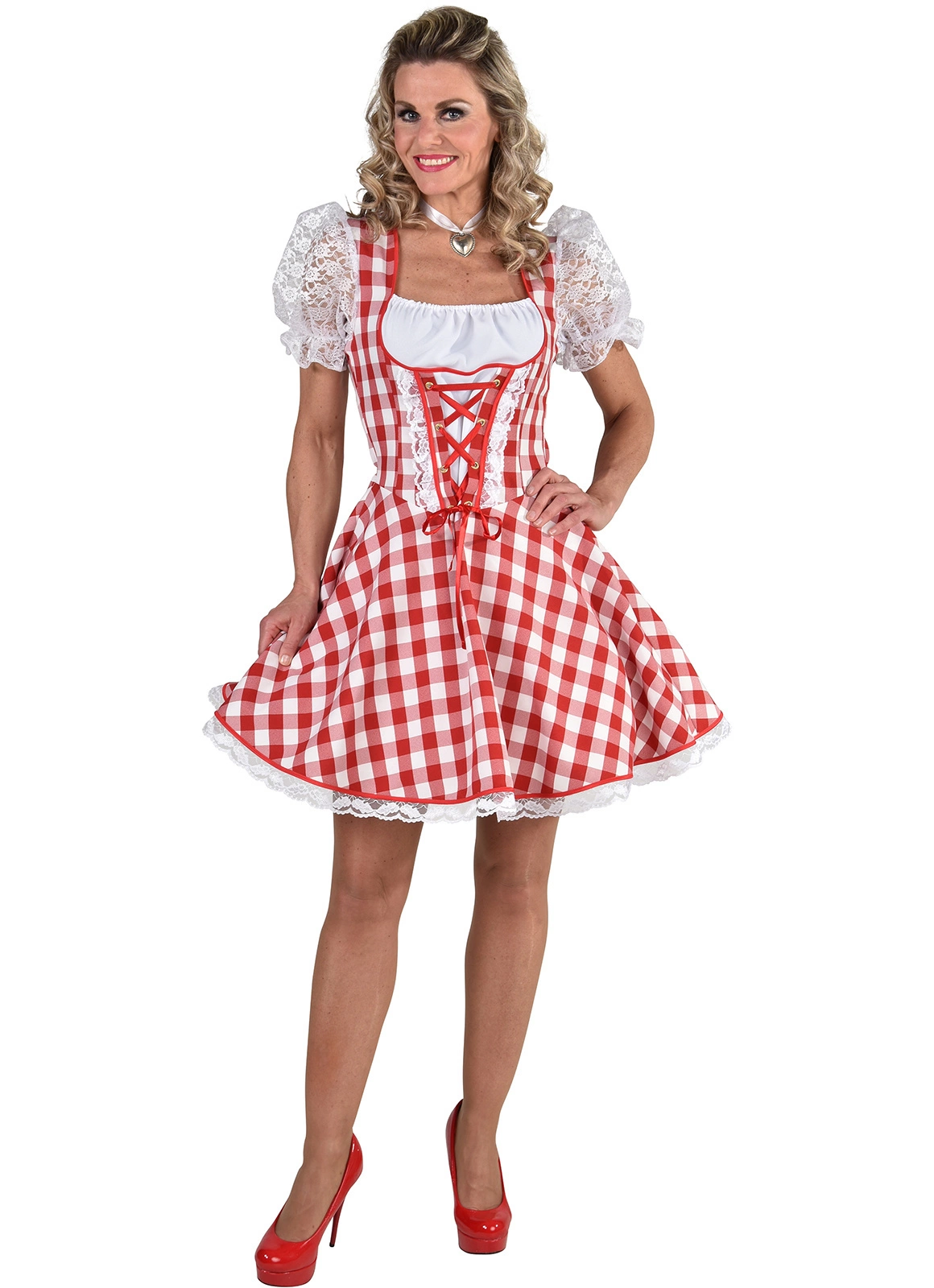 Sexy Dirndl Rosie Rood/wit 1 Sexy Dirndl Rosie Rood/wit