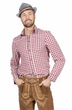 TIROLER KLEDING WINKEL 6 Tiroler Blouse Heren Bordeaux Chique