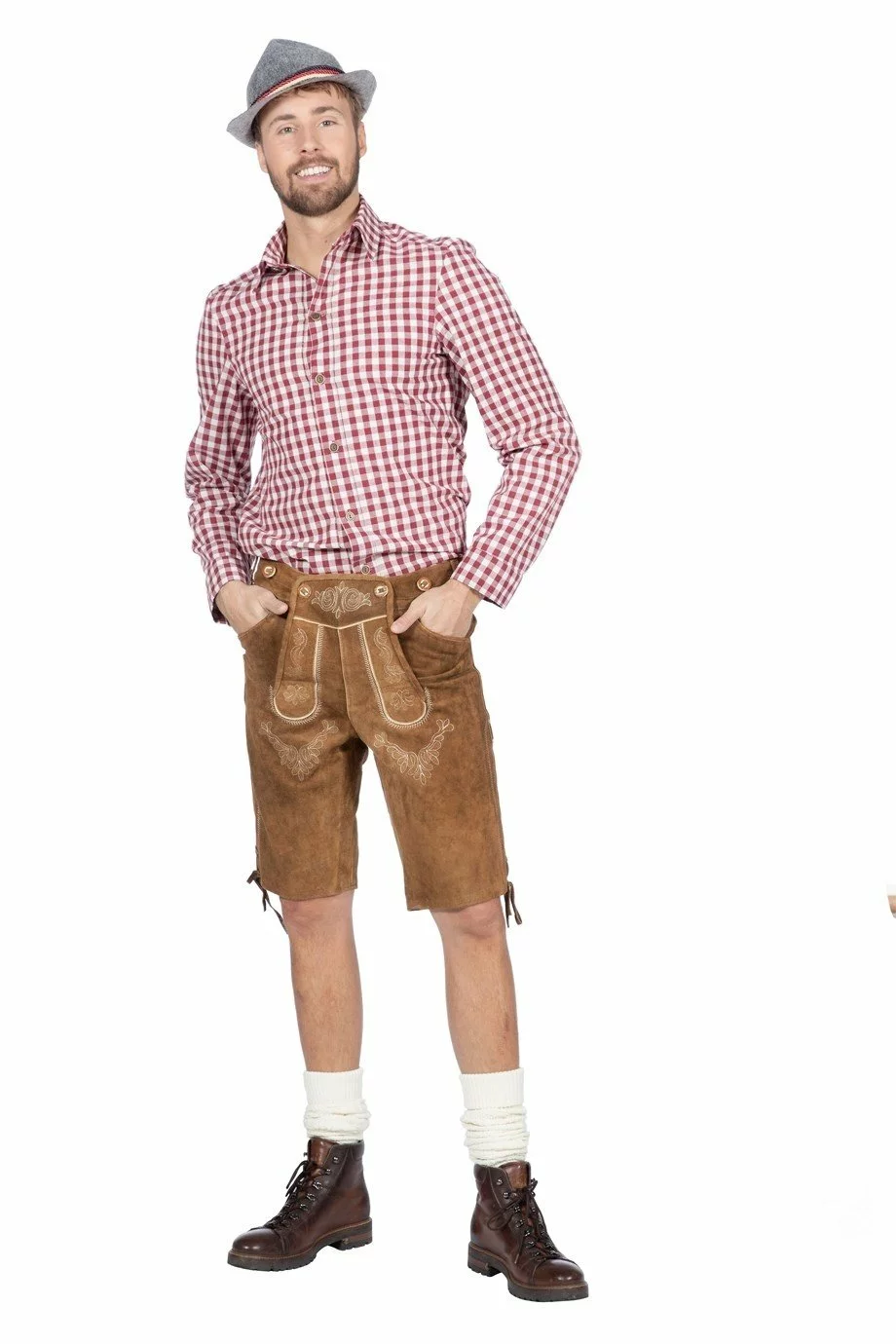 Tiroler Blouse Heren Bordeaux Chique 4 Tiroler Blouse Heren Bordeaux Chique - Afbeelding 4