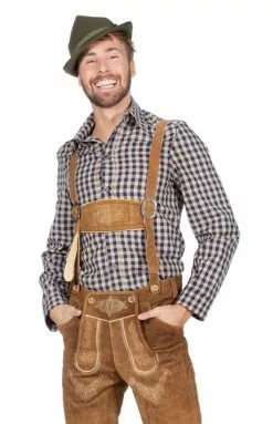 Tiroler Blouse Heren Taupe Chique