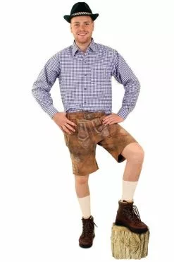 Tiroler Trachten Hemd Blauw/wit